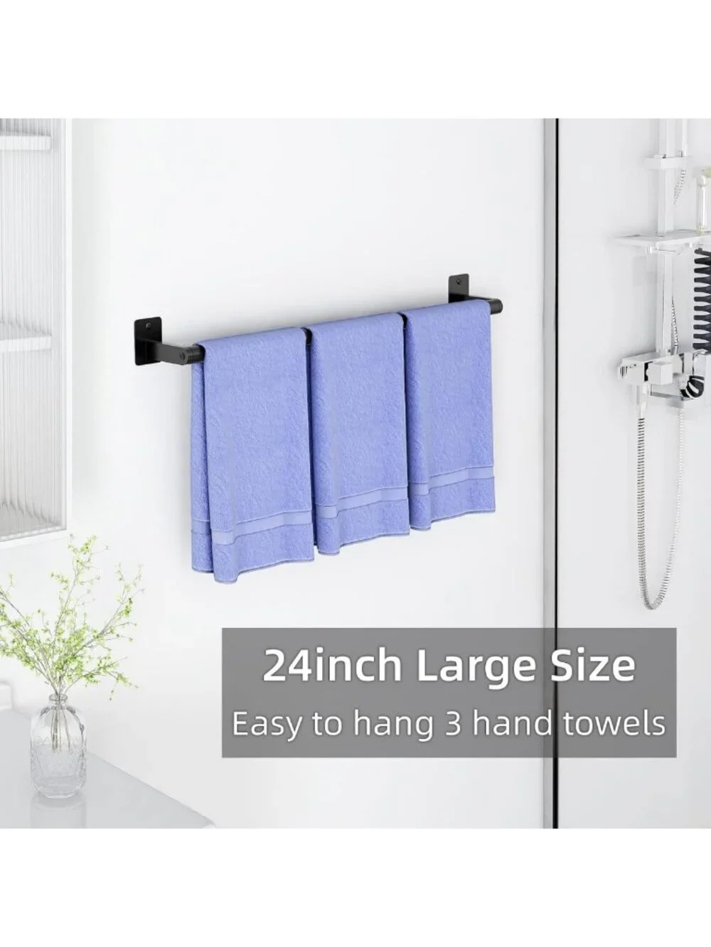 24-Inch Wall-Mounted Towel Bar - Heavy Duty Hand Towel Holder, Modern Matte